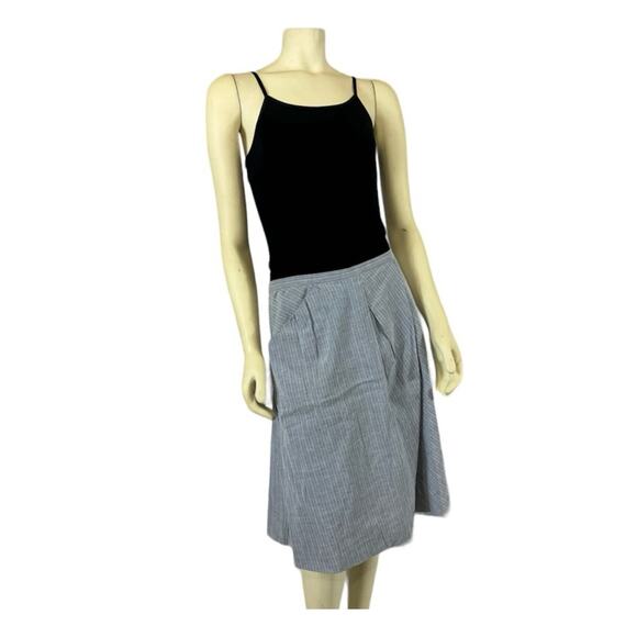 LILITH pinstriped semi wrap midi linen mix skirt size small - Picture 2 of 12